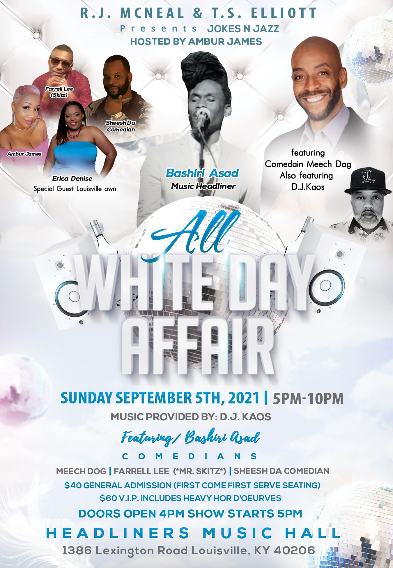 Jokes N Jazz Hosted By Ambur James All White Day Affair September 5 Headliners Music Hall